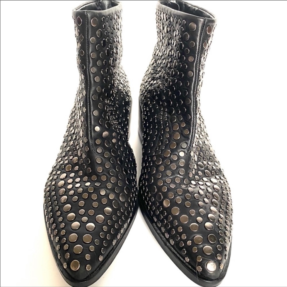 VINCE CAMUTO Studded Black Leather Booties